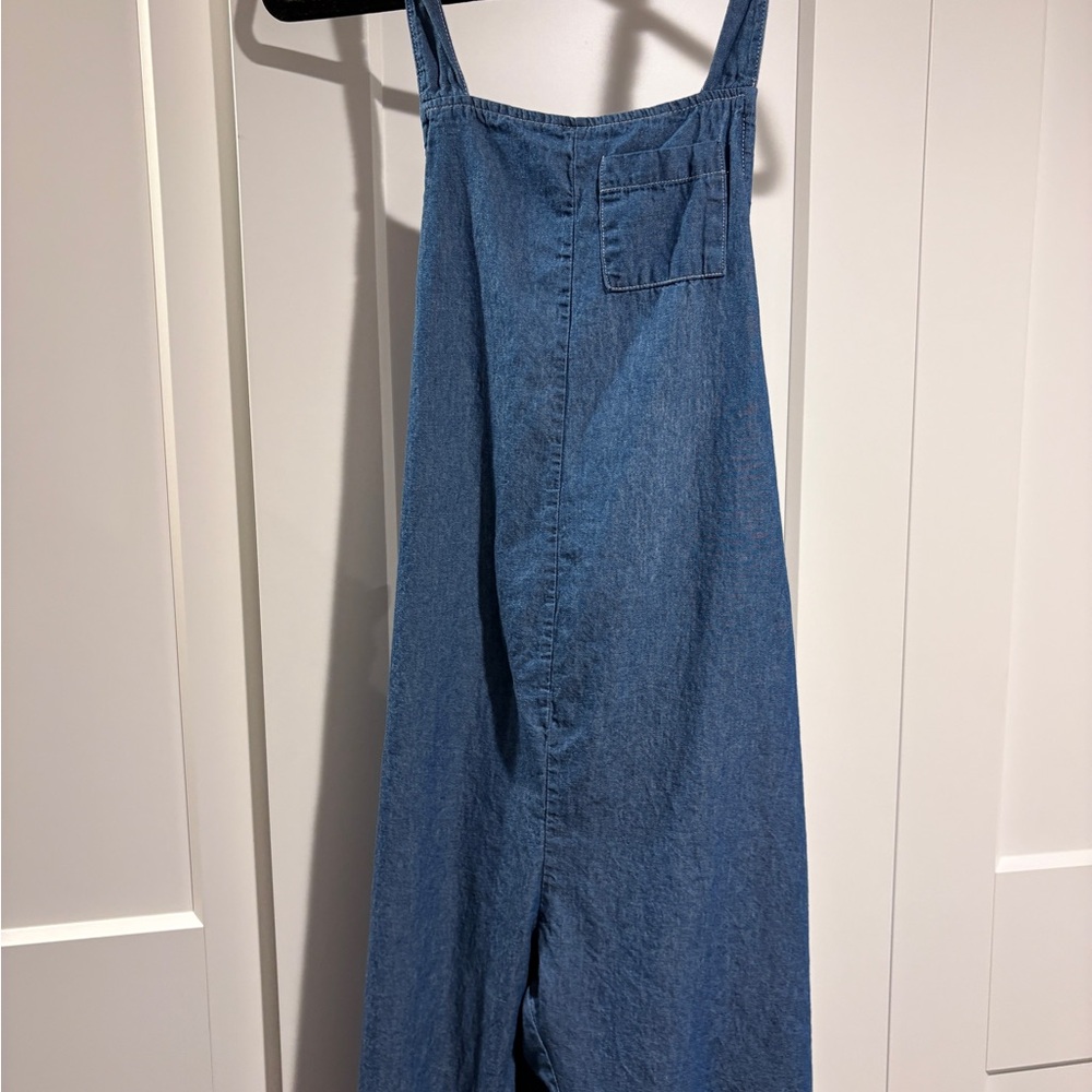 Stowaway Cropped Denim Maternity Overalls